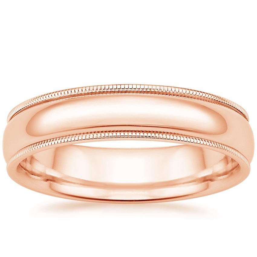 Milgrain 5mm Wedding Ring Rose Gold 18k Wedding Band