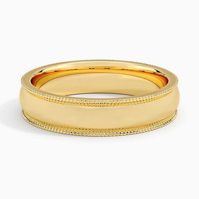 Milgrain 5mm Wedding Ring Yellow Gold 18k Wedding Band