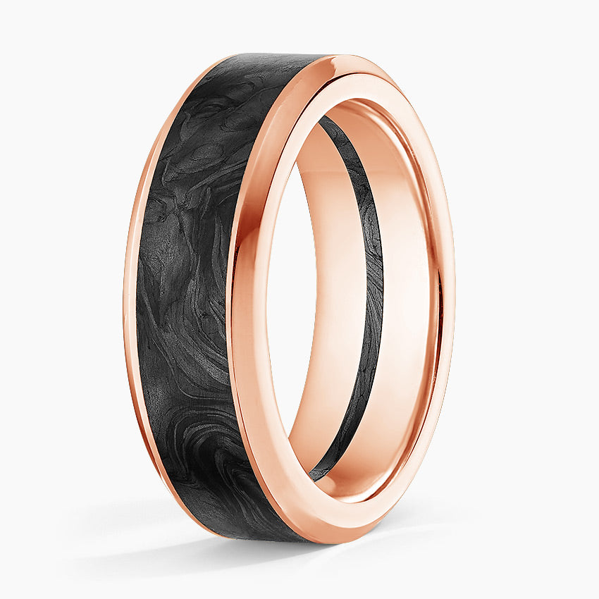 Blaze Black 7mm Wedding Ring Rose Gold 18k Wedding Band