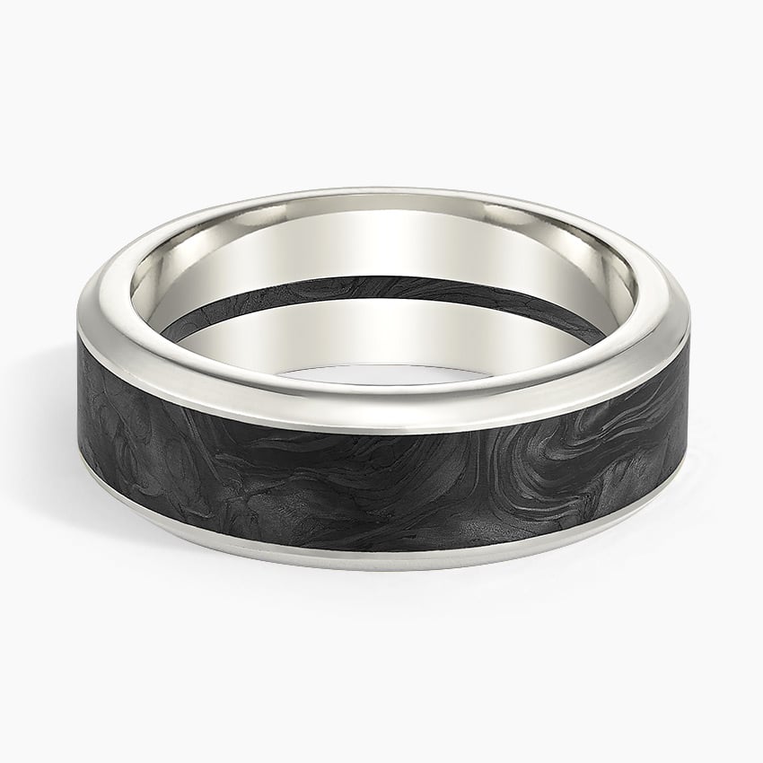 Blaze Black 7mm Wedding Ring White Gold 18k Wedding Band