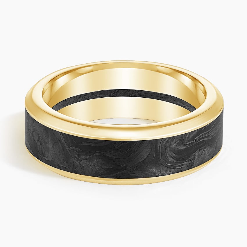Blaze Black 7mm Wedding Ring Yellow Gold 18k Wedding Band