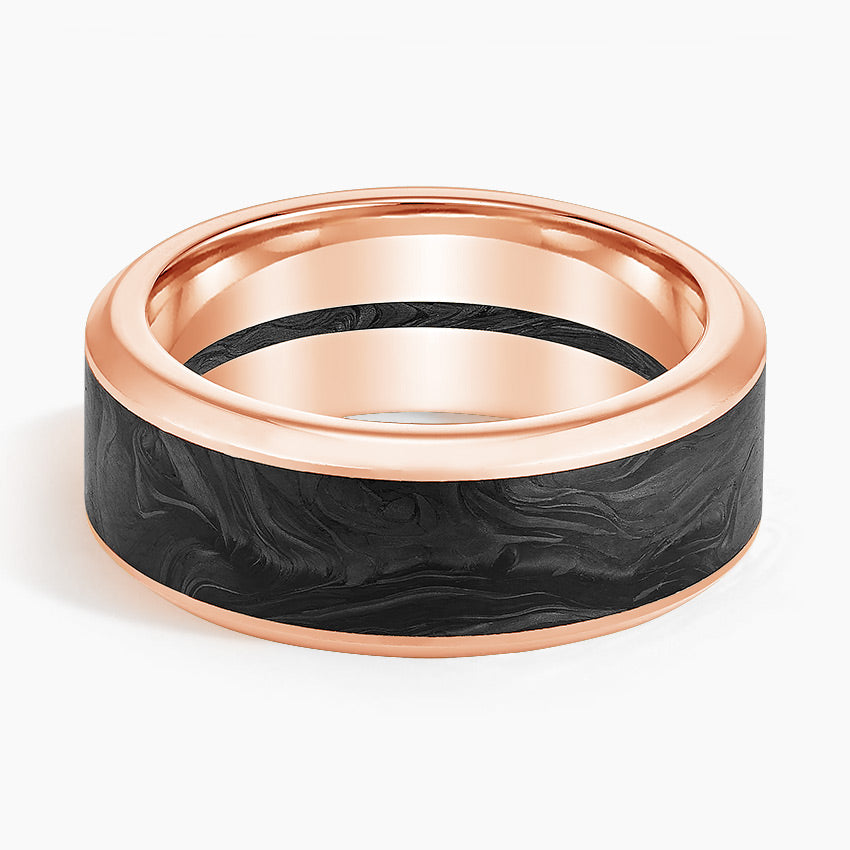 Blaze Black 8mm Wedding Ring Rose Gold 18k Wedding Band