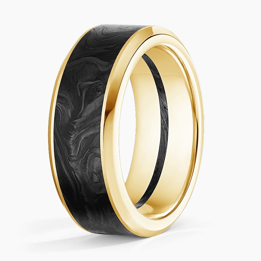 Blaze Black 8mm Wedding Ring Yellow Gold 18k Wedding Band