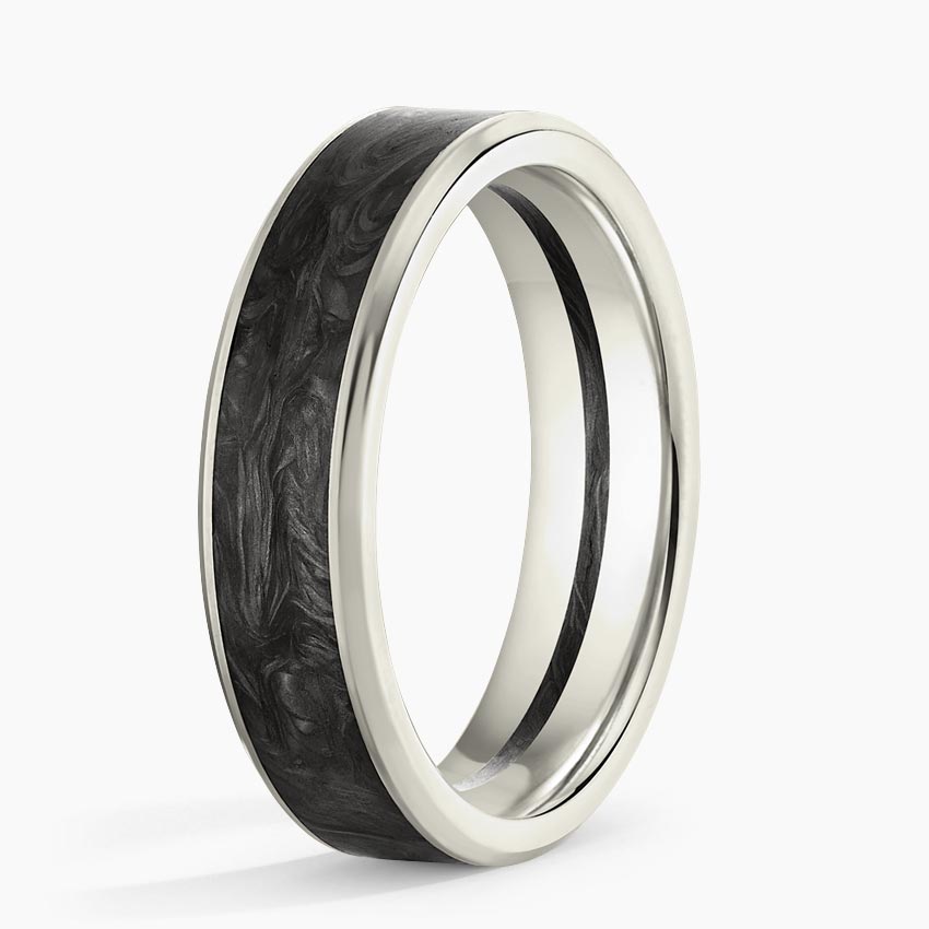 Blaze Black 6mm Wedding Ring White Gold 18k Wedding Band