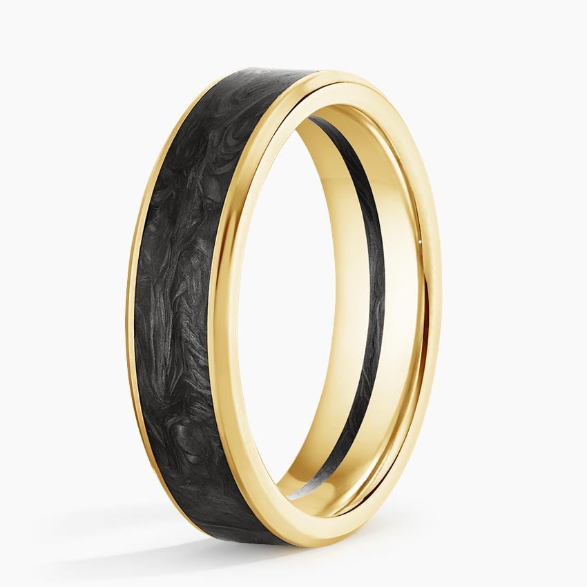Blaze Black 6mm Wedding Ring Yellow Gold 18k Wedding Band