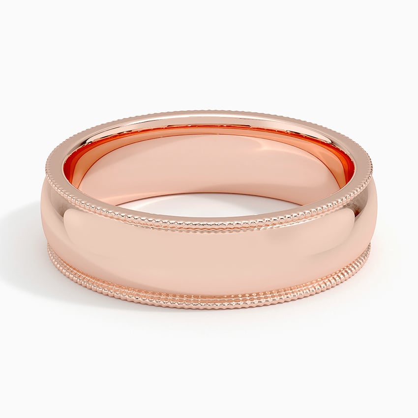 Milgrain 6mm Wedding Ring Rose Gold 18k Wedding Band