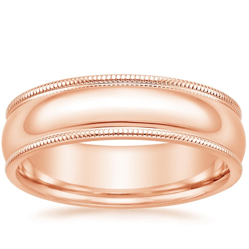 Milgrain 6mm Wedding Ring Rose Gold 18k Wedding Band