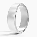 Slim Profile Beveled Edge Matte 6.5mm Wedding Ring Platinum Wedding Band
