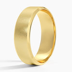 Slim Profile Beveled Edge Matte 6.5mm Wedding Ring Yellow Gold 18k Wedding Band