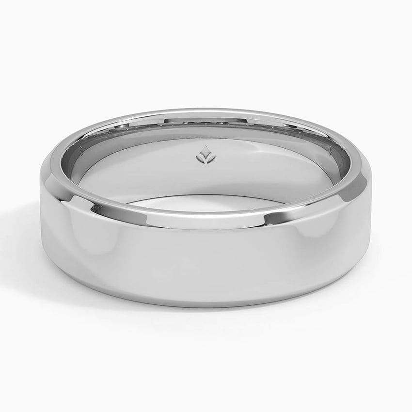 Beveled Edge 6.5mm Wedding Ring Platinum Wedding Band