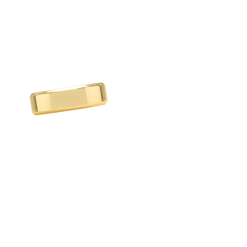 Beveled Edge 6.5mm Wedding Ring Yellow Gold 18k Wedding Band