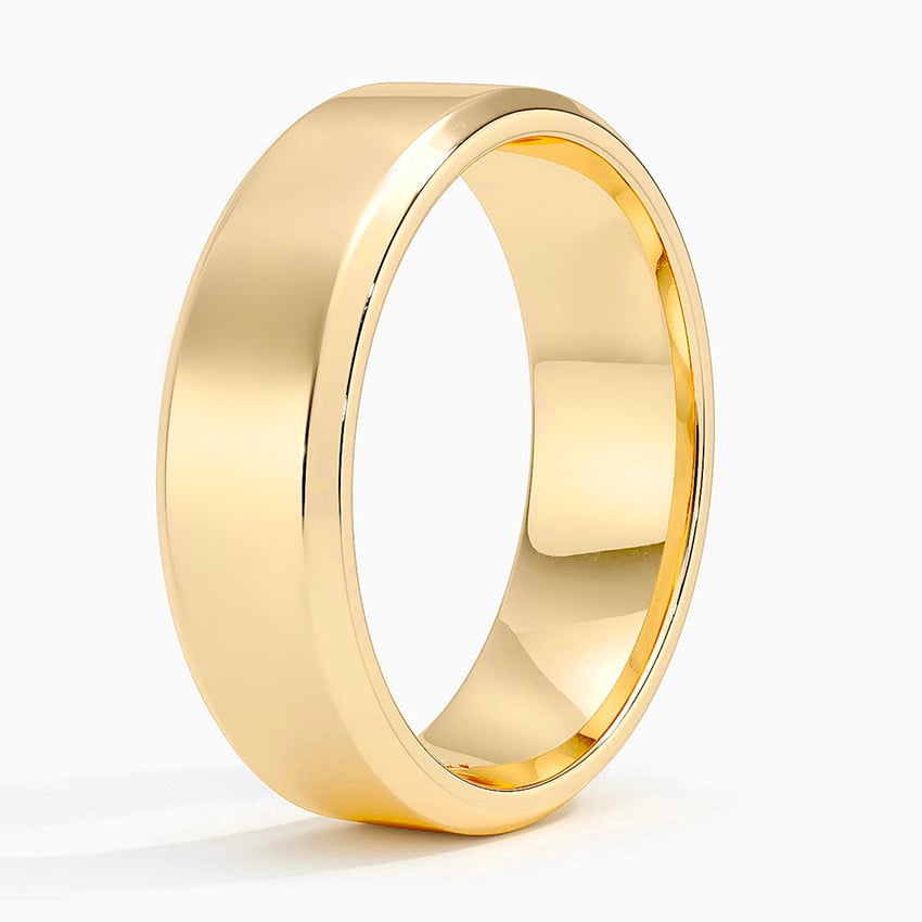 Beveled Edge 6.5mm Wedding Ring Yellow Gold 18k Wedding Band