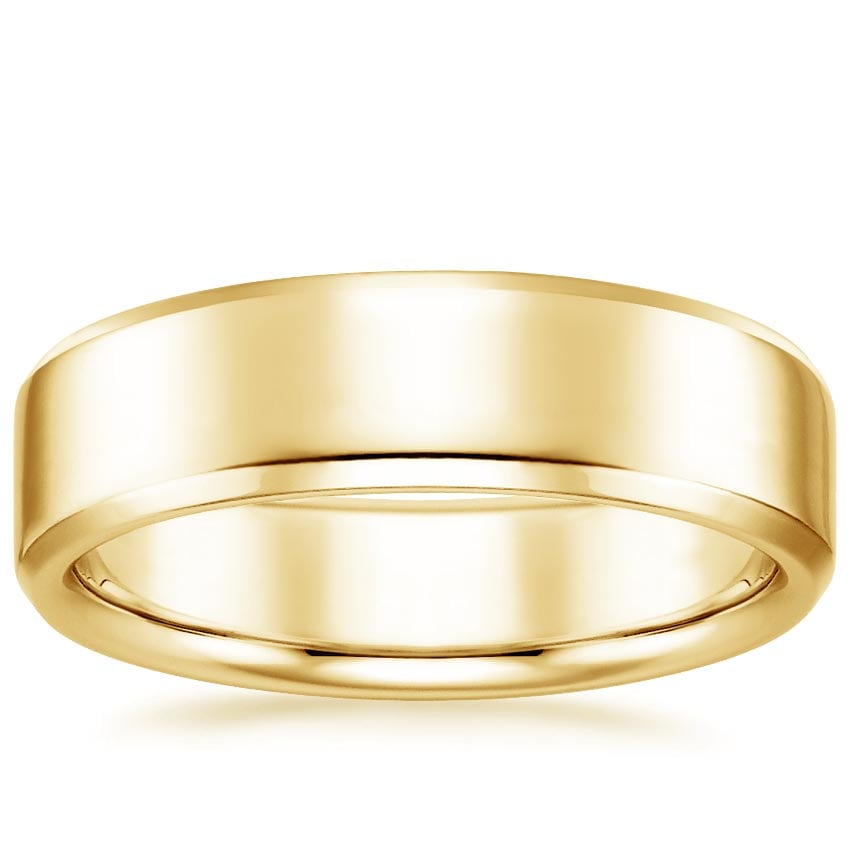 Beveled Edge 6.5mm Wedding Ring Yellow Gold 18k Wedding Band