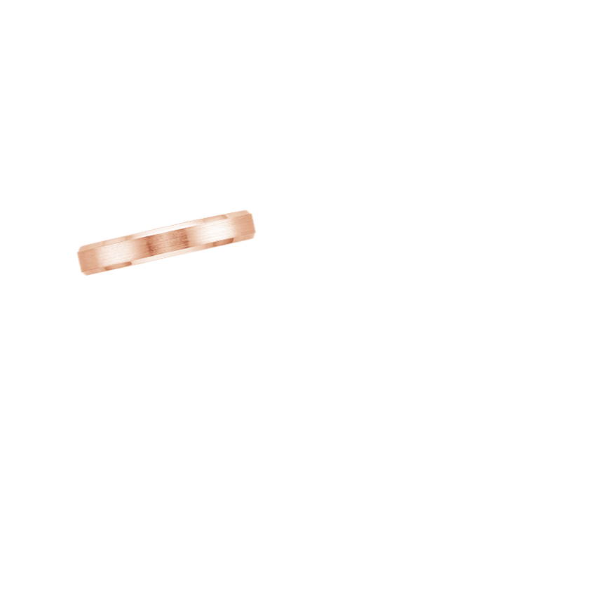 Beveled Edge Matte 4mm Wedding Ring Rose Gold 18k Wedding Band
