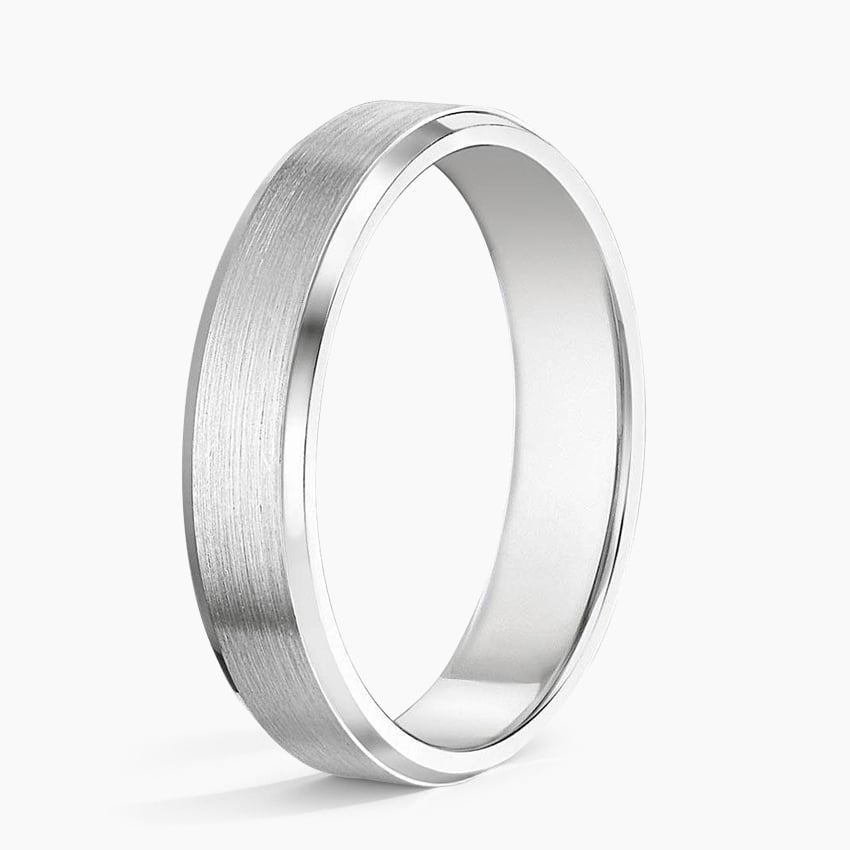 Beveled Edge Matte 4mm Wedding Ring Platinum Wedding Band