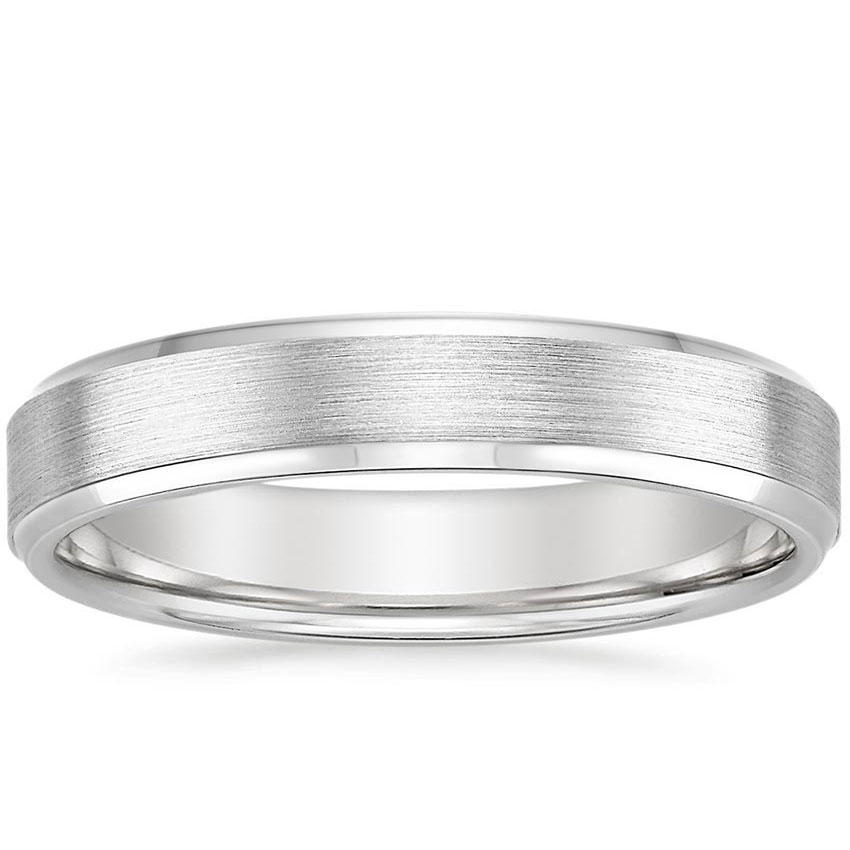 Beveled Edge Matte 4mm Wedding Ring Platinum Wedding Band