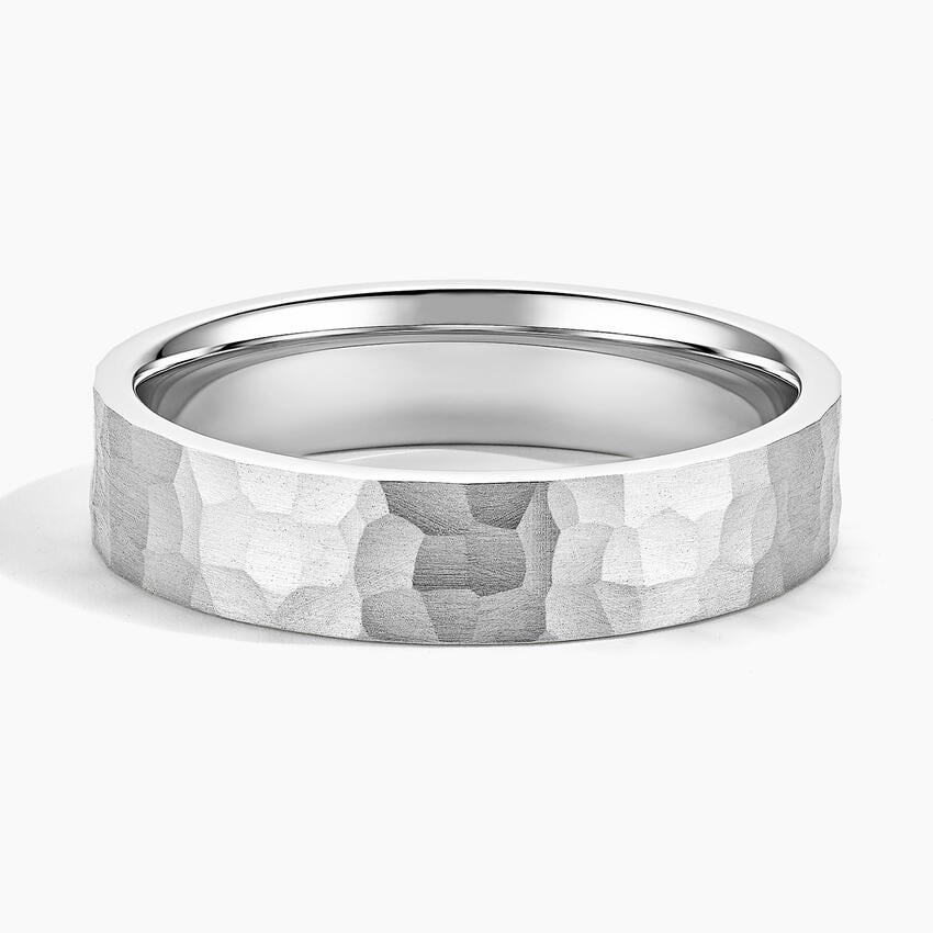 Flat Matte Canyon 5mm Wedding Ring White Gold 18k Wedding Band