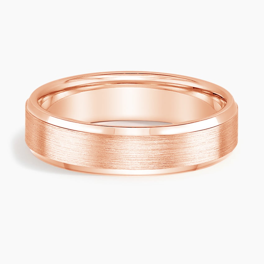 Beveled Edge Matte 5.5mm Wedding Ring Rose Gold 18k Wedding Band