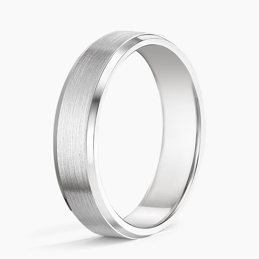 Beveled Edge Matte 5.5mm Wedding Ring Platinum Wedding Band
