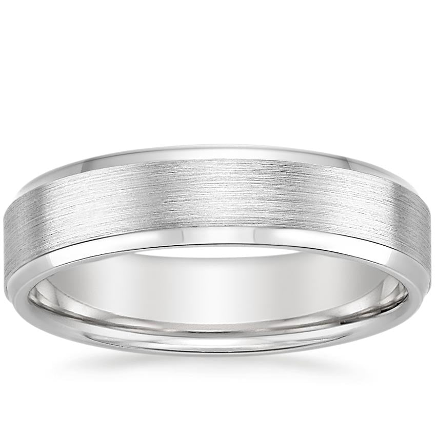 Beveled Edge Matte 5.5mm Wedding Ring Platinum Wedding Band