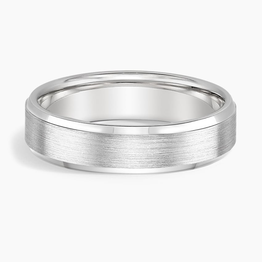 Beveled Edge Matte 5.5mm Wedding Ring Platinum Wedding Band