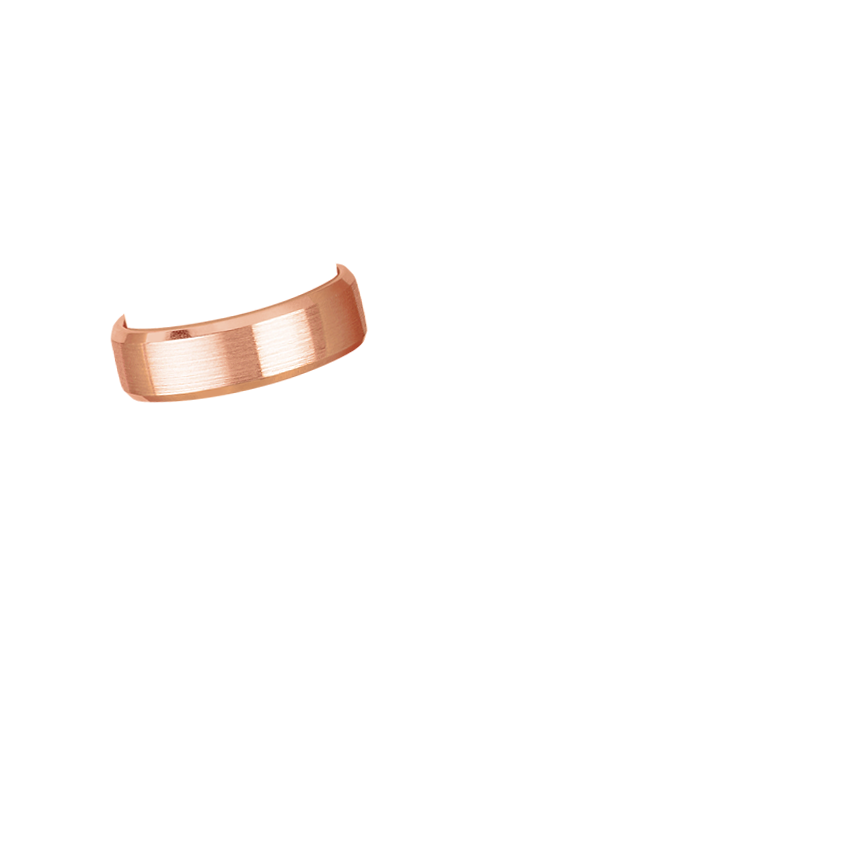 Beveled Edge Matte 6.5mm Wedding Ring Rose Gold 18k Wedding Band