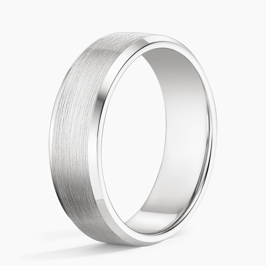 Beveled Edge Matte 6.5mm Wedding Ring Platinum Wedding Band
