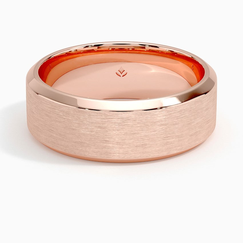 Beveled Edge Matte 7.5mm Wedding Ring Rose Gold 18k Wedding Band