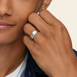 Beveled Edge Matte 7.5mm Wedding Ring Platinum Wedding Band