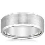 Beveled Edge Matte 7.5mm Wedding Ring Platinum Wedding Band