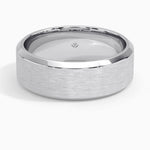 Beveled Edge Matte 7.5mm Wedding Ring Platinum Wedding Band