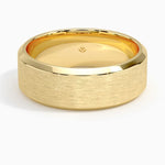 Beveled Edge Matte 7.5mm Wedding Ring Yellow Gold 18k Wedding Band