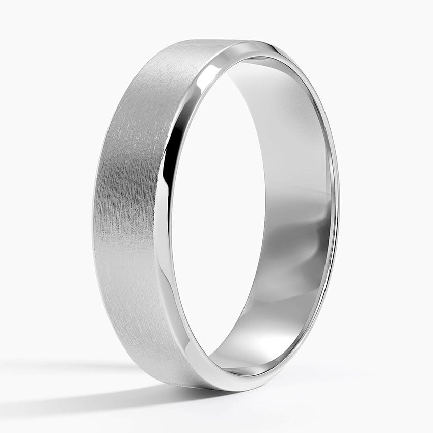 Slim Profile Beveled Edge Matte 5.5mm Wedding Ring Platinum Wedding Band