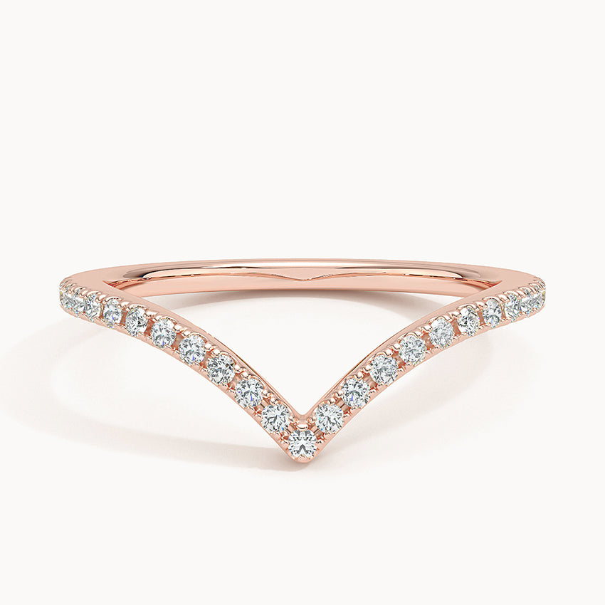 Elongated Flair Diamond Ring Rose Gold 18k Wedding Band