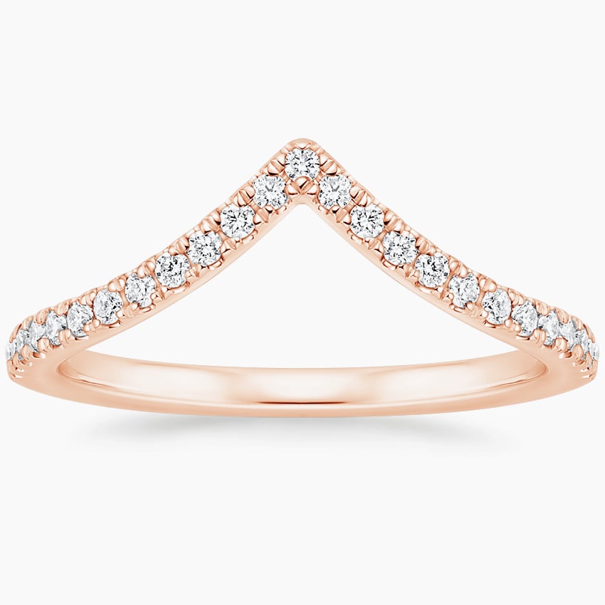 Elongated Flair Diamond Ring Rose Gold 18k Wedding Band