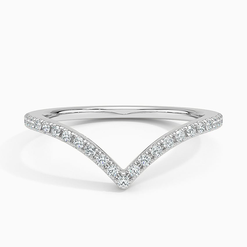 Elongated Flair Diamond Ring Platinum Wedding Band