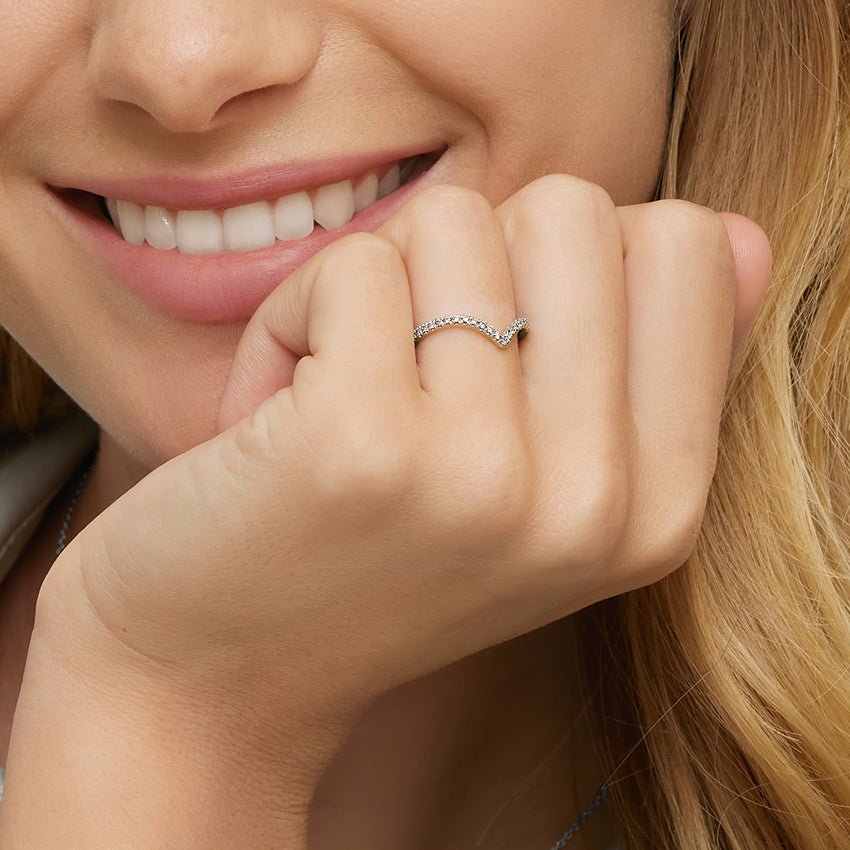 Elongated Flair Diamond Ring Yellow Gold 18k Wedding Band