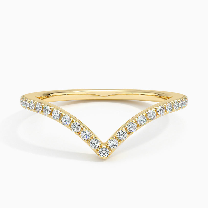 Elongated Flair Diamond Ring Yellow Gold 18k Wedding Band