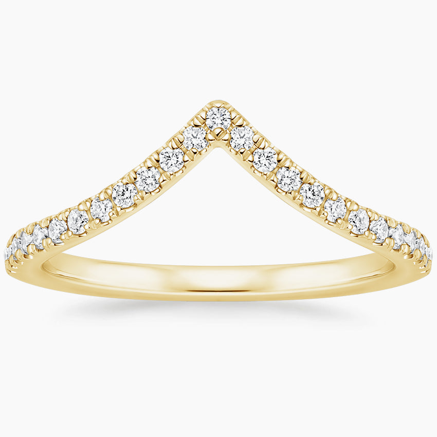 Elongated Flair Diamond Ring Yellow Gold 18k Wedding Band