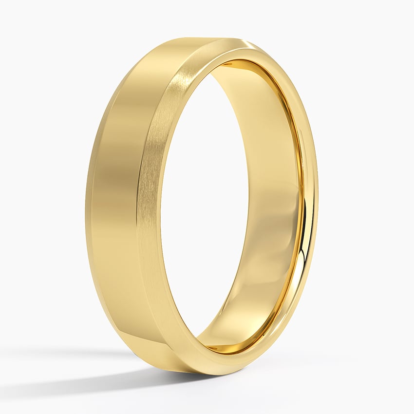 Brushed Edge Bevel 5.5mm Wedding Ring Yellow Gold 18k Wedding Band