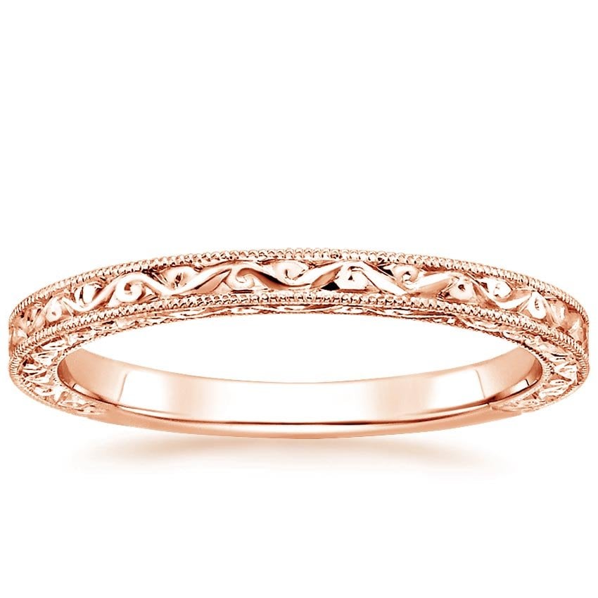 Hudson Engraved Ring Rose Gold 18k Wedding Band