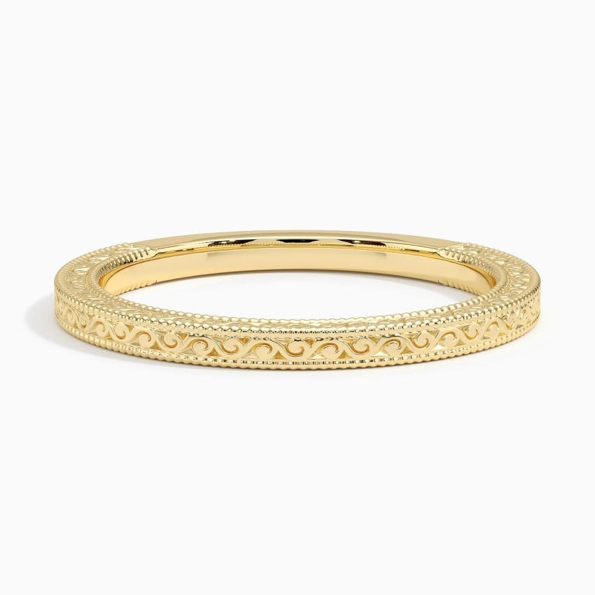 Hudson Engraved Ring Yellow Gold 18k Wedding Band