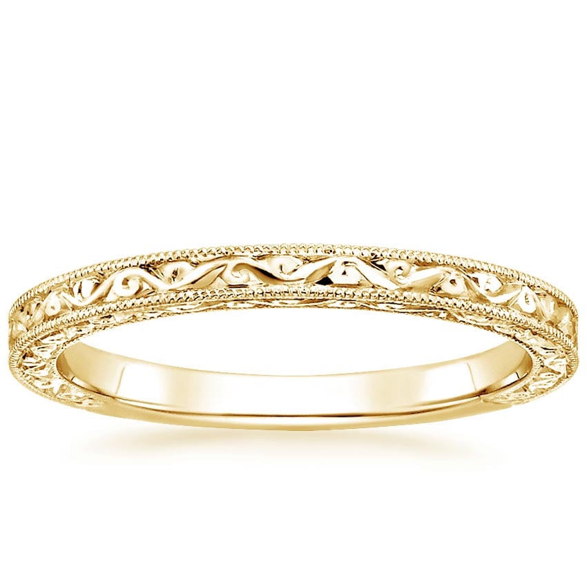 Hudson Engraved Ring Yellow Gold 18k Wedding Band