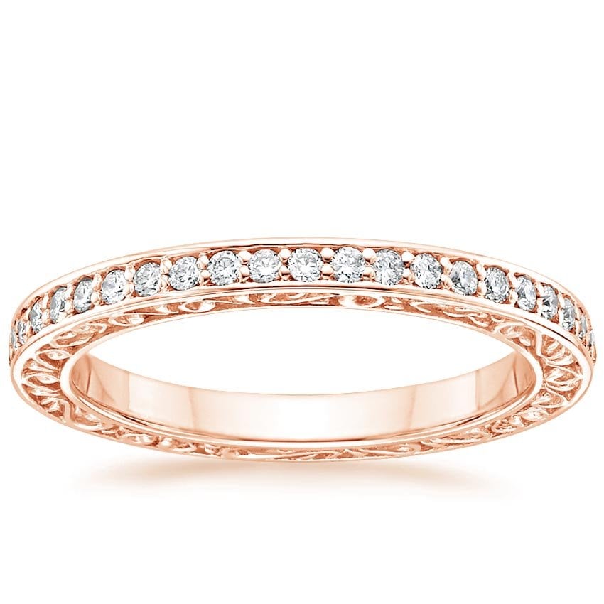 Antique Scroll Engraved Eternity Diamond Ring (2/5 ct. tw.) Rose Gold 18k Eternity Band