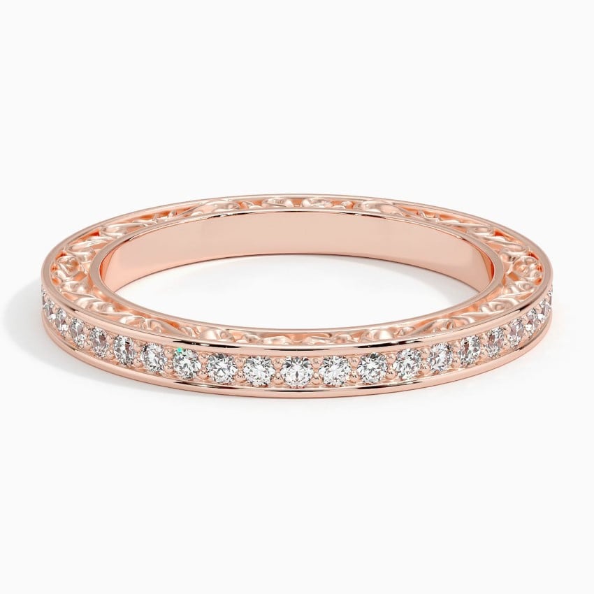 Antique Scroll Engraved Eternity Diamond Ring (2/5 ct. tw.) Rose Gold 18k Eternity Band