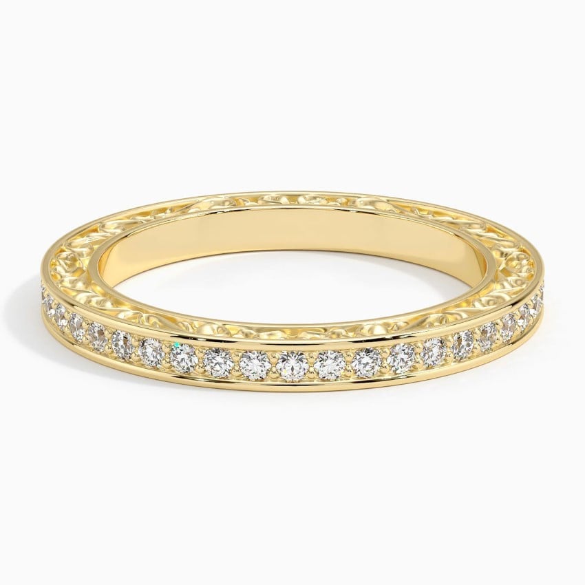 Antique Scroll Engraved Eternity Diamond Ring (2/5 ct. tw.) Yellow Gold 18k Eternity Band