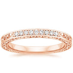 Antique Scroll Engraved Diamond Ring (1/15 ct. tw.) Rose Gold 18k Wedding Band