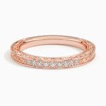 Antique Scroll Engraved Diamond Ring (1/15 ct. tw.) Rose Gold 18k Wedding Band