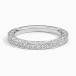 Antique Scroll Engraved Diamond Ring (1/15 ct. tw.) Platinum Wedding Band