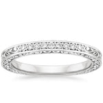 Antique Scroll Engraved Diamond Ring (1/15 ct. tw.) Platinum Wedding Band